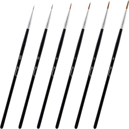 6pcs Script Liner Brushes, Extra Fine Long Tip Paintbrush Sets, Pinstriping Outlining Nails Art Painting Tools for Acrylic Gouache Watercolor- Black