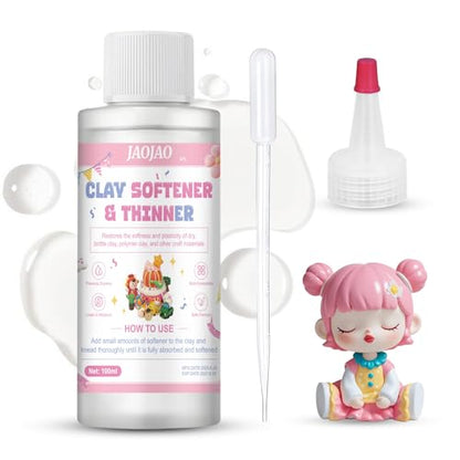 JAOJAO Clay Softener, Polymer Clay Softener Effective Softening Prevents Cracking and Drying Maintain Color and Texture Enhances Flexibility for Ceramic Artists and DIY Craft Lovers 100ml