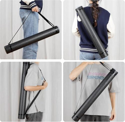 DEWEL Document Tube,Plastic Expanding Poster/Art/Document Storage Tube 24.5 to 40 inches Adjustable with Carrying Strap Waterproof and Light-Resistance Telescoping Carrying Case (Black-Large Size) - color: Black (Round), size: Large