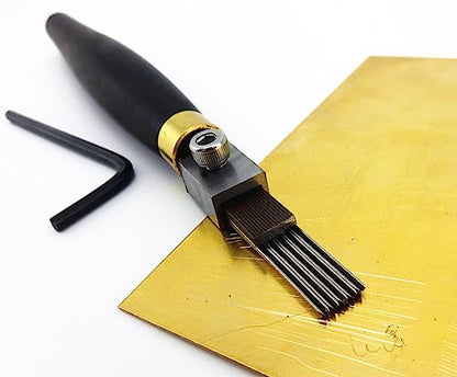 1pc Print Printmaking Copperplate Woodcut Wood Carving Push Rows Line Cutter Chisel Tool 5 lines 1.2mm Spacing U-shaped Round Groove Interchangeable Head