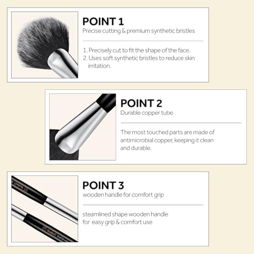 STUDIO17 Small Fan Brush | Professional Makeup Brush with Premium Synthetic Bristles | Flawless Korean Makeup Brush Designed by Artists.
