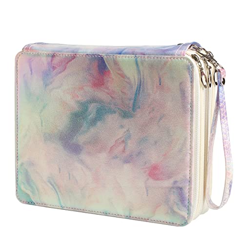 120 Slots Pencil Bag Organizer with Zipper for Watercolor Pens or Markers, Pencil Case Organizer for Artist - color: Marble-Purple, size: 124