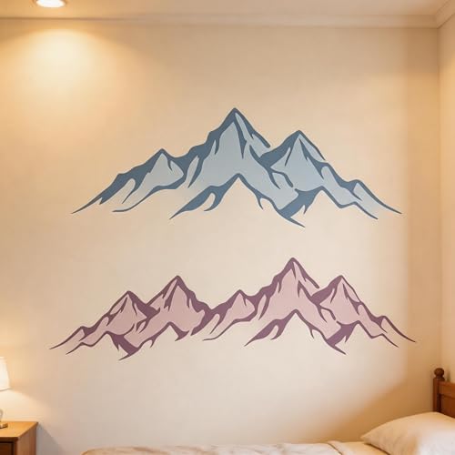 TIAMECH A4 Reusable Minimalist Mountain Stencil for Painting | Snowy Mountain Peak Layering Template, DIY Wall Art, Wood Furniture, Scrapbook & Crafts (8.3x11.7inch) - style: Minimalist Mountain