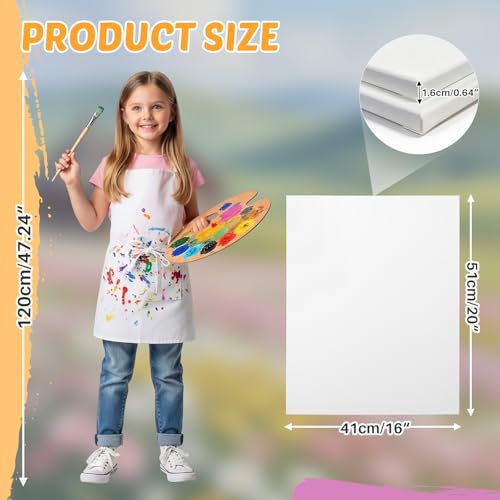 CONDA 16x20 inch Stretched Canvas for Painting, 5 Pack Primed Large Canvas, Primed Acid-Free Cotton 5/8 Inch Profile Value Bulk Pack for Acrylics, Oils Painting - size: 16x20 inch