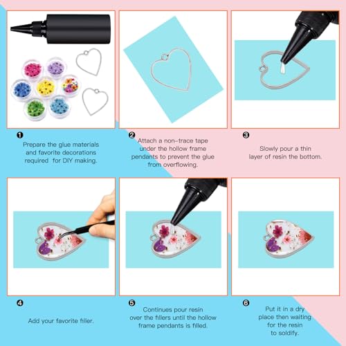 50pcs Open Bezels 5 Styles Open Frame Pendant Open Back Bezel Pendants Geometric Hollow Frame Pendant for Resin Casting, Necklace, Earrings, Pressed Flower, DIY Crafts(White K) - color: 50pcs;White K;5 Styles;B