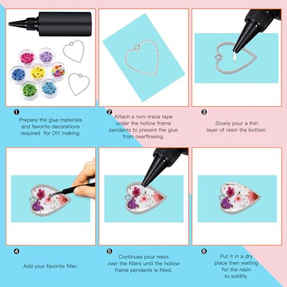 50pcs Open Bezels 5 Styles Open Frame Pendant Open Back Bezel Pendants Geometric Hollow Frame Pendant for Resin Casting, Necklace, Earrings, Pressed Flower, DIY Crafts(White K) - color: 50pcs;White K;5 Styles;B