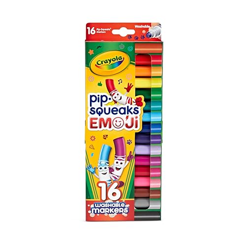 Crayola Emoji Pip Squeaks Washable Markers (16ct), Toddler Mini Stamper Marker Set, Coloring Supplies for Toddlers, Gift for Kids - style: Emojis