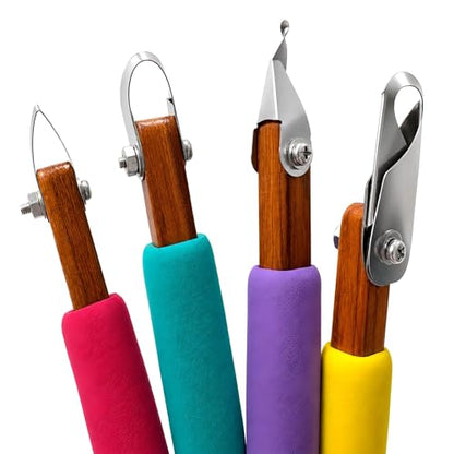 GtohHavea Professional Pottery Carving Tool with Durable Cutting Head, for Clay Sculpting, Sgraffito, Mishima & Ceramic Trimming (4Pcs)