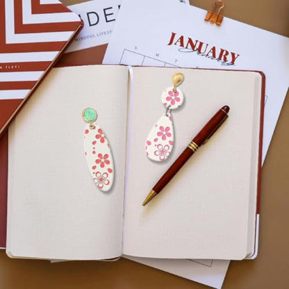 CHGCRAFT Cherry Blossoms Polymer Clay Texture Sheets Flowers Texture Silicone Clay Texture Stamp Clay Modeling Pattern Pad Texture Sheets for Earrings Jewelry Making - style: Cherry Blossoms
