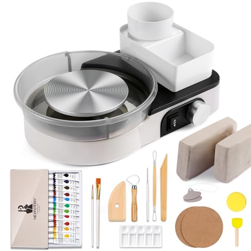 Pottery Wheel for Kids Adults and Beginners - Complete Pottery Set for Teen with 6" Turntable, 2.2lb Clay, Art Supplies Sculpting Tools, Craft Gifts for Teens Adults (Grey) - color: grey