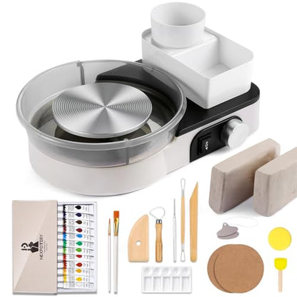 Pottery Wheel for Kids Adults and Beginners - Complete Pottery Set for Teen with 6" Turntable, 2.2lb Clay, Art Supplies Sculpting Tools, Craft Gifts for Teens Adults (Grey) - color: grey