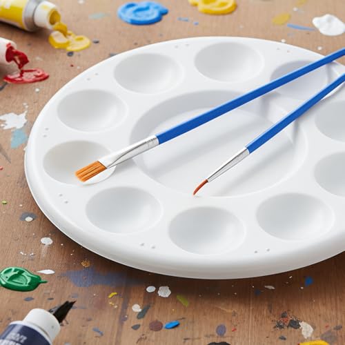 150 Pcs Painting Brushes Palettes Set, Including 50 Painting Palettes with 10 Wells, 100 Small Paint Brushes (Flat/Round), Nylon Brush Head, Paint Supplies for Acrylic Oil Watercolor Canvas Art DIY