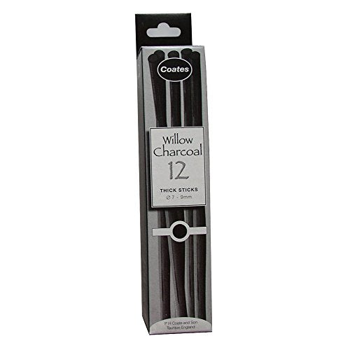 PH Coate Artist Willow Charcoal Thick, 12 Sticks, Black - style: Thick
