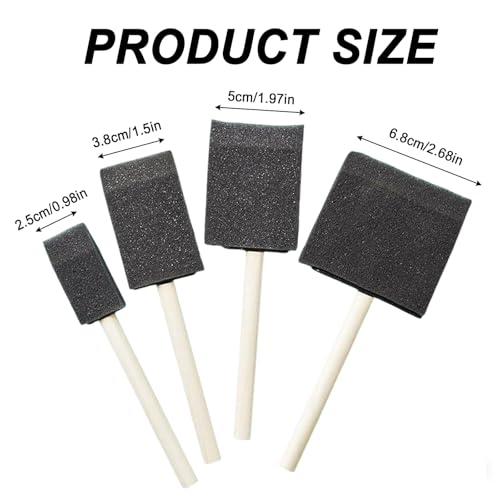 4 Pcs Foam Brushes, Paint Sponges, Sponge Brush, Sponge Paint Brushes, Foam Paint Brushes for Applying Dye, Paint, Stain, Varnish and Oil to Wood