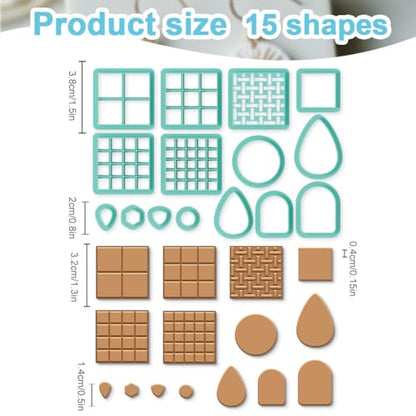 15Pcs Square Polymer Clay Cutters Checkered Grid Clay Earrings Cutters Polymer Jewelry Cutter for Earrings Making Birthday Party DIY Supplies - style: Checkered