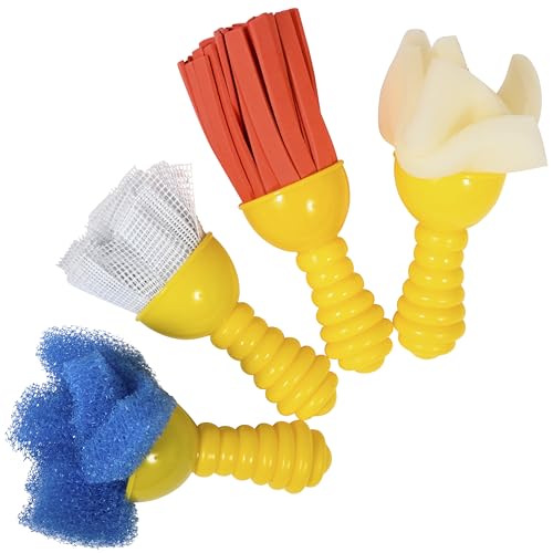 READY 2 LEARN Textured Art Tools - 4 Yellow Paint Sponges for Kids - Thick Kids Paint Brushes - Easy-Grip Paint Brushes - Art Supplies for Toddlers 1-3 - color: Imagine Colors