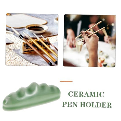 VILLCASE Wave Design Ceramic Brush Holder for Calligraphy and Painting Artistic Brush Rest and Drying Rack Unique Ceramic Pen Stand for Artists and Calligraphers