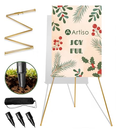 Display Easel Stand for Sign, Lightweight Tripod with Bag, Portable Adjustable Artist Easels for Outdoor Painting Canvas/Posters/Wedding, 1PC Gold - color: Gold, size: 1PCS