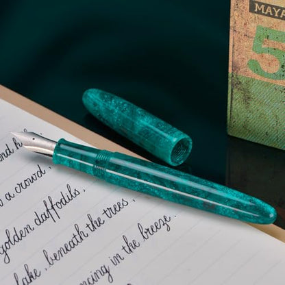 Asvine C80 Fountain Pen #8 Extra Fine Nib Large Handcraft Pen with Converter Pen Box Collection Set (Green Glitter) - color: Green Glitter, style: Extra Fine