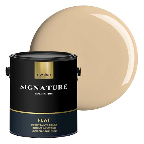EVOLVE Signature Collection Luxury Interior Paint & Primer, Flat Sheen (Camel Brown), 1 Gallon – Premium One-Coat Coverage, Low VOC, Low Odor, Washable Finish for Walls, Ceilings & Trim - color: Camel Brown, size: 128 Fl Oz (Pack of 1)
