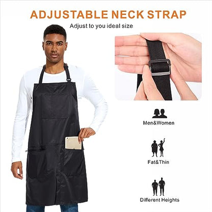 izzycka Barber Apron,Hair Stylist Apron with Zipper Pockets - Salon Aprons Pu Waterproof Protective Coated - Bleach Proof hair cutting apron for Women/Men. Cosmetologist -Dog Grooming Apron Black - color: Zipper Pockets/Black