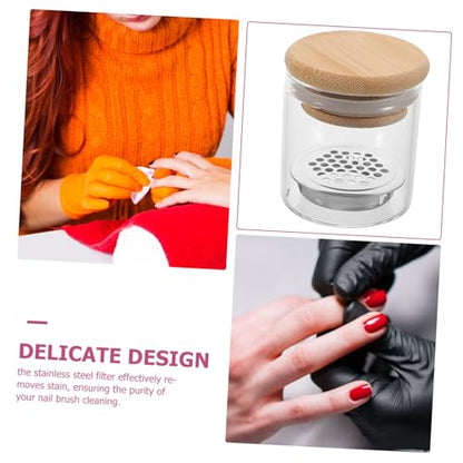 Nail Art Brush Cleaning Cup with Mesh Filter Multifunctional Wash Supply for Manicure Tools with Lid for Professional Nail Care