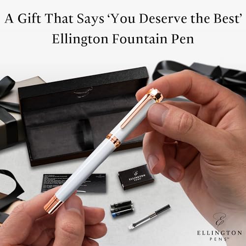 Ellington Pens Luxury Fountain Pen Set - Smooth Fine Nib - Includes 3 Ink Cartridges, Refillable Ink Converter, Gift Box - Fountain Pens For Writing, Calligraphy, Journaling, Sketching (Alpine Rose) - color: Alpine Rose, style: Fine