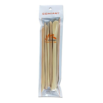 COMIART 10pcs Wooden Polymer Clay Pottery Play Dough Modeling Tools