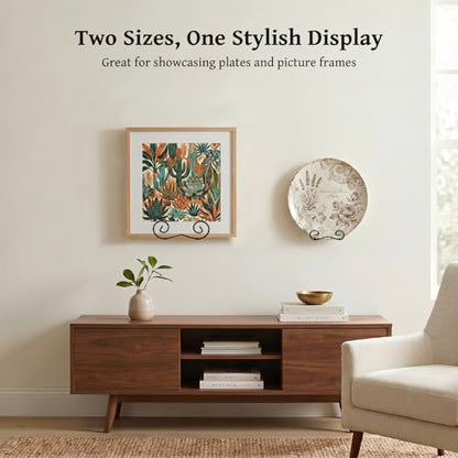 LIONWEI LIONWELI Wall Mount Plate Display Stands - Vertical Metal Holders for Decorative Plates, Picture Frames and Artwork - Black (2 Pieces) - size: Large