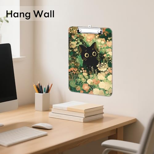 Plastic Cute Clipboard Low-Profile Metal Clip, A4 Letter Size 9 x 12.5 in, 8.5 x 11 Paper Clip Board for Teachers, Nurses, Classroom,Cute Cat - color: Cute Cat