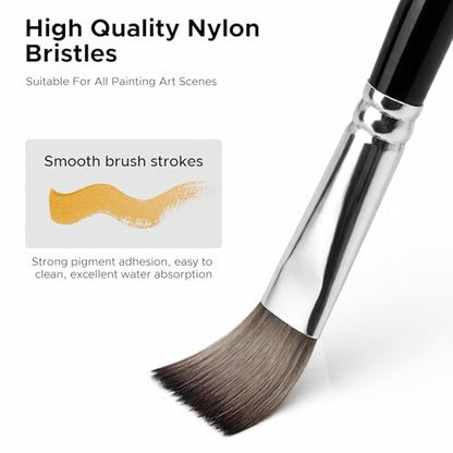 Bougimal 33 Pcs Paint Brush Set, Artist Paint Brushes for Acrylic Painting, Oil, Watercolor, Gouache, with Flat Round Filbert Fan Angle Detail Brush, Suitable for Artists and Beginners (Black) - color: Black
