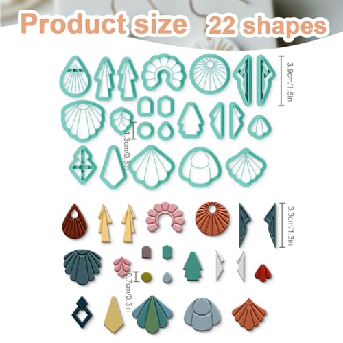 22Pcs Geometry Polymer Clay Cutters Boho Clay Earrings Cutters Polymer Jewelry Cutter for Earrings Making Birthday Party DIY Supplies - style: Geometry