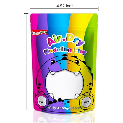 ifergoo White Air Dry Clay, DIY Creative Modeling Clay for Kids, Super Light Magic Foam Clay for Kids Age 3-12, Soft, No-Sticky & Non-Toxic, Molding Clay for School Art & Craft Project(100g/3.5oz) - color: White/100g