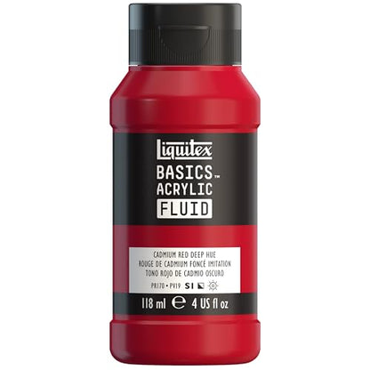 Liquitex BASICS Acrylic Fluid Paint, 118ml (4-oz) Bottle, Cadmium Red Deep Hue - color: Cadmium Red Deep Hue, style: 118ml (4-oz)