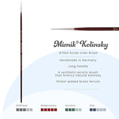 Creative Mark Mimik Kolinsky Watercolor Brush - # 10x0 Script Liner - Long Handle Synthetic Paint Brush - Handmade in Germany - Synthetic Sable Paint Brushes for Professional Artists - Animal-Friendly - size: 10x0