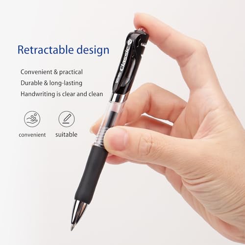 Classic Retractable Gel Roller Pens, 0.7mm Fine Point Black Ink (Black - 36 Packs) - color: Black - 36 Packs