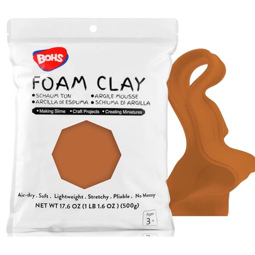 BOHS Chocolate Brown Modeling Foam Clay - 500g, No Cracks,No Stains,Soft, Air Dry -for Flower Mirror,Cosplay,Fake Bake, Slime Supplies - 1.1 Lbs - color: Chocolate, size: 500 g