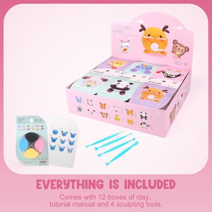 LOUFOR Air Dry Clay Kits - Modeling Clay for Kids, Ultra Light & Soft, Safe & Non-Toxic, 12 Boxes DIY Model Magic Clay with Sculpting Tools & Tutorials, Creatible Art Crafts Toys Gifts Boys Girls - color: #03-Cute Pet Park
