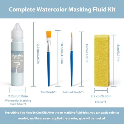 Blue Masking Fluid for Watercolor Painting 30ml, Fast-Drying, Easy Peel, Prevent Staining, Reserve Paper Highlights - color: Blue
