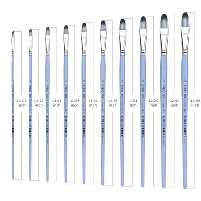 XDT#263 Filbert Artist Paint Brush 10 Piece Set Medium Stiff Nylon Hair Extra Long Handle #1#2#3#4#5#6#7#8#9#10, Acrylic Oil Watercolor - size: Filbert 10Pc