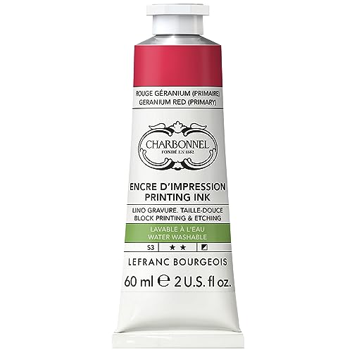 Lefranc Bourgeois Charbonnel Professional Printing Waterwashable Ink, 60ml (2-oz) Geranium Red - color: Geranium Red, style: 60ml (2-oz)
