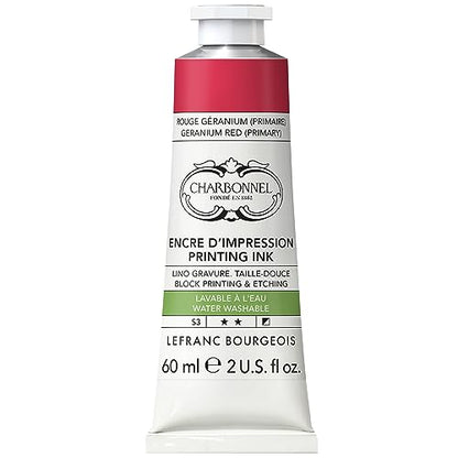 Lefranc Bourgeois Charbonnel Professional Printing Waterwashable Ink, 60ml (2-oz) Geranium Red - color: Geranium Red, style: 60ml (2-oz)