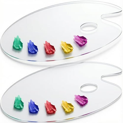 DUGATO Clear Acrylic Paint Palette, 2-Pack Oval Paint Trays, 11.8 x 7.9 in | Medium Size Palette, Crystal-clear Acrylic, Non-stick Surface, Easy to Wipe Clean, Suitable for Acrylic, Oil & Watercolor - size: Oval Medium 11.8 x 7.9 inches 2pcs