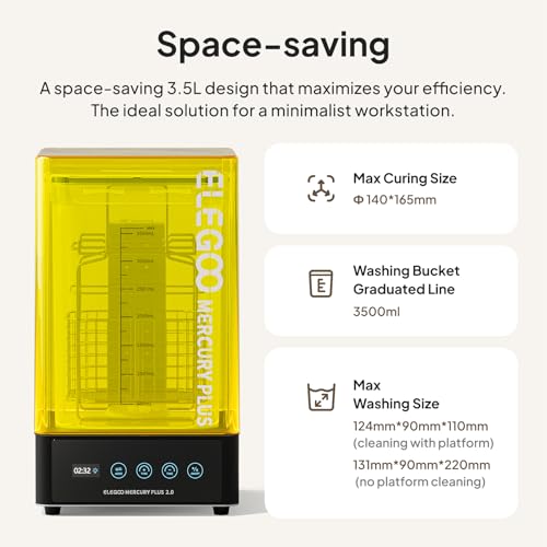 ELEGOO Mercury Plus V2 3D Printing Wash and Cure Station and ELEGOO Standard 3D Printer Resin Grey 1000g