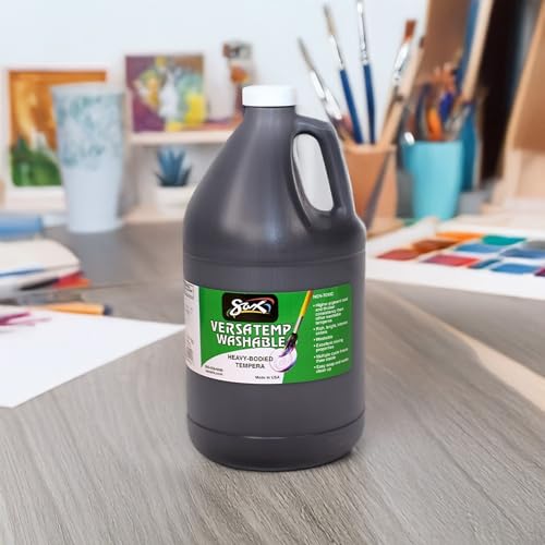 Sax Washable Versatemp Heavy Bodied Tempera Paint, Black, 1 Gallon