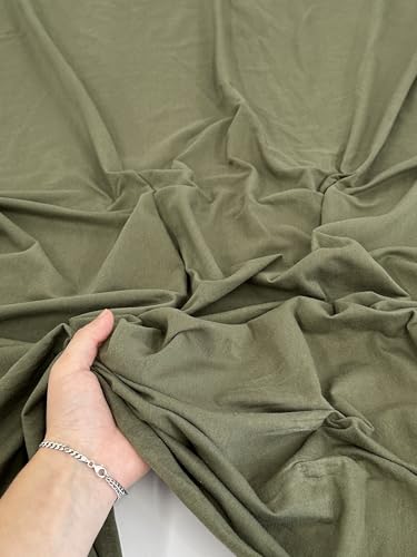 Cotton Jersey Spandex Fabric - Soft - Breathable - All Way Stretch Fabric - Medium Weight - Perfect Choice for Baby Grow, Tshirts, and Cotton Jersey Sheets - 58 Inches Wide - 1 Yard (Army Green) - color: Army Green