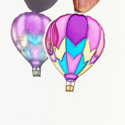 Ayhuhra 30 Sets Hot Air Balloon Suncatcher Craft Kits DIY Window Paint Art Sun Catcher Kits for Home Classroom Party Activities Art Project - style: Hot Air Balloon