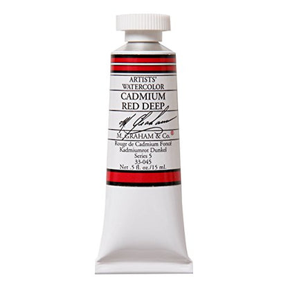 M. Graham 1/2-Ounce Tube Watercolor Paint, Cadmium Red Deep - color: Cadmium Red Deep, style: .5 oz. (15 ml)
