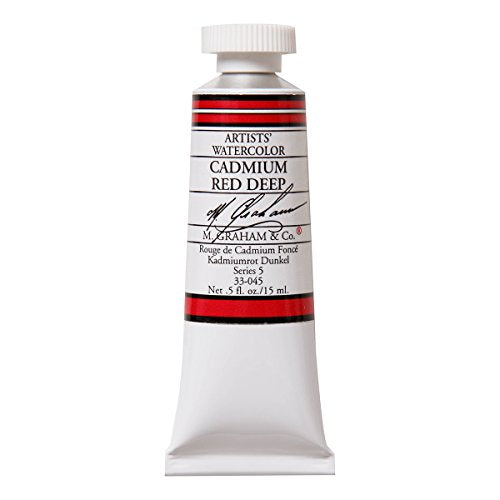 M. Graham 1/2-Ounce Tube Watercolor Paint, Cadmium Red Deep - color: Cadmium Red Deep, style: .5 oz. (15 ml)