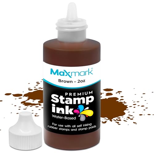 MaxMark Premium Refill Ink with Control Tip Bottle for Self-Inking Stamps, Brown Color - 2 oz. - color: Brown, size: 2 fl oz